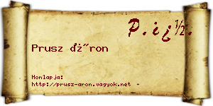 Prusz Áron névjegykártya